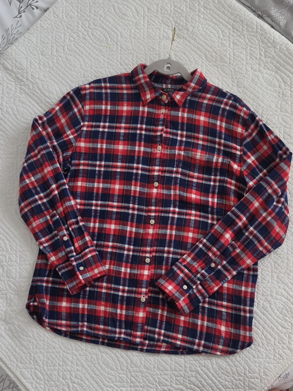 J. Crew Red and Navy Plaid Button-Down Shirt - Picture 4 of 10